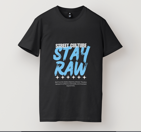 "STAY RAW" Street Culture Graphic Tee – Heavyweight Urban Essential